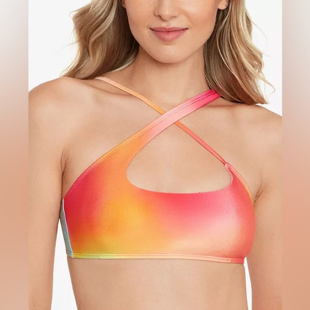 Salt + Cove Juniors Printed Crisscross Strap Bikini Top (S)